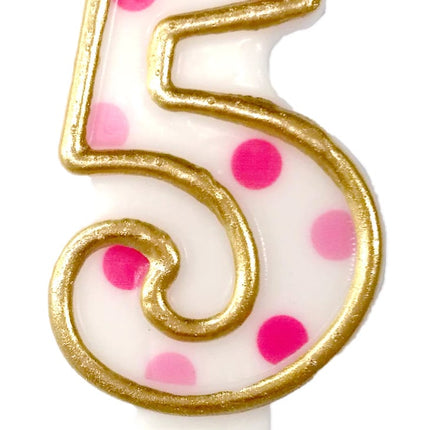 Feestbazaar Cijferkaars roze '5' gespikkeld