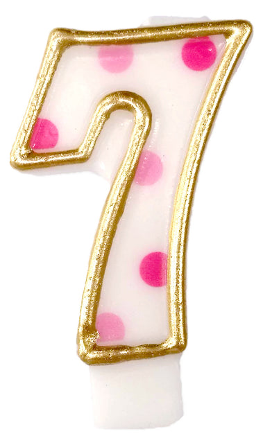 Feestbazaar Cijferkaars roze '7' gespikkeld