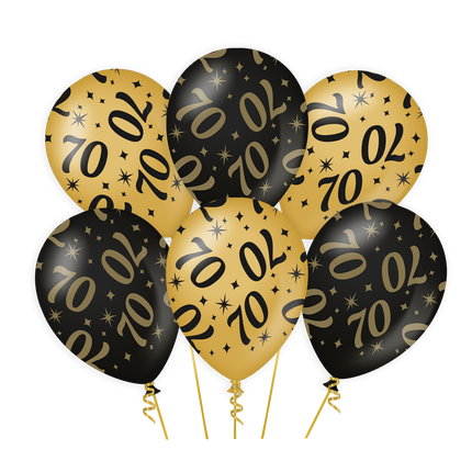 Feestbazaar Classy Ballonnen 70 Jaar Zwart/Goud (6st)