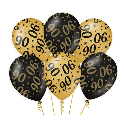 Feestbazaar Classy Ballonnen 90 Jaar Zwart/Goud (6st)