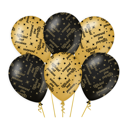 Feestbazaar Classy Ballonnen Pensioen Zwart/Goud (6st)