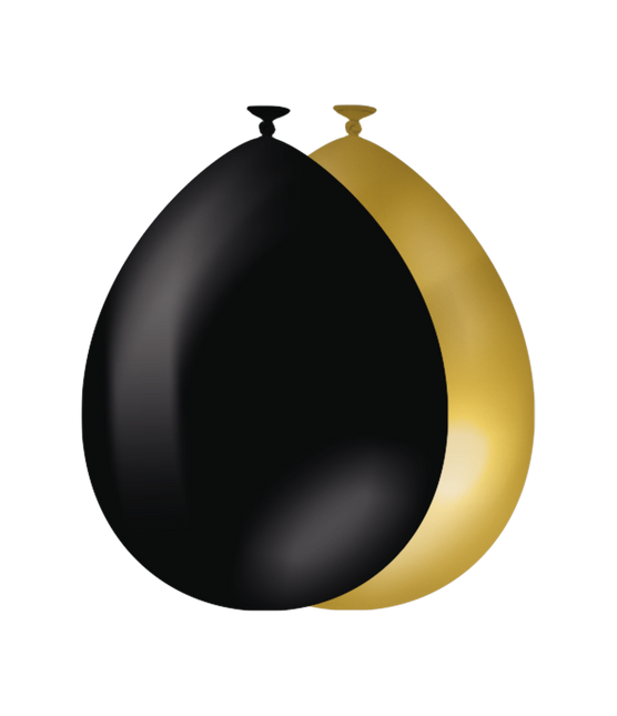 Feestbazaar Classy Ballonnen set Goud/Zwart (10st)