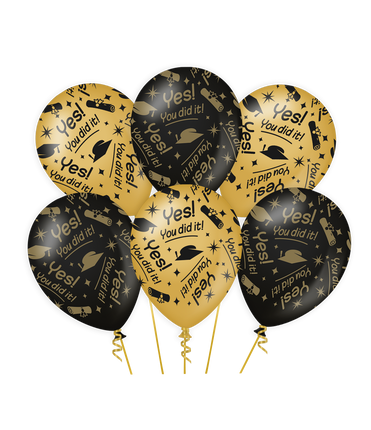 Feestbazaar Classy Ballonnen You Did It Zwart/Goud (6st)