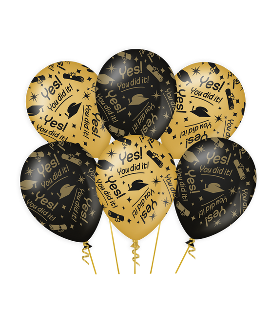 Feestbazaar Classy Ballonnen You Did It Zwart/Goud (6st)
