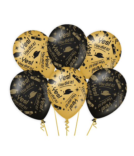 Feestbazaar Classy Ballonnen You Did It Zwart/Goud (6st)
