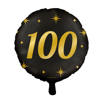 Feestbazaar Classy Folieballon 100 Jaar Zwart/Goud (46cm)