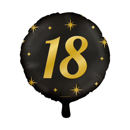 Feestbazaar Classy Folieballon 18 Jaar Zwart/Goud (46cm)