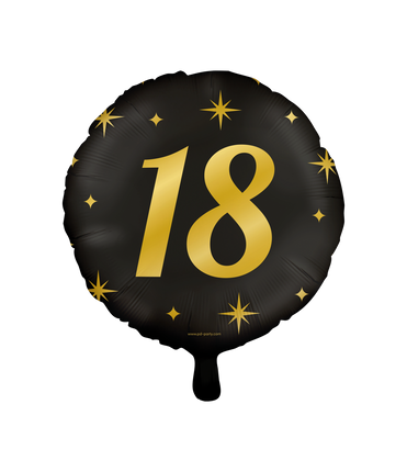Feestbazaar Classy Folieballon 18 Jaar Zwart/Goud (46cm)