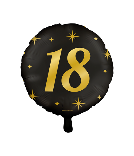 Feestbazaar Classy Folieballon 18 Jaar Zwart/Goud (46cm)
