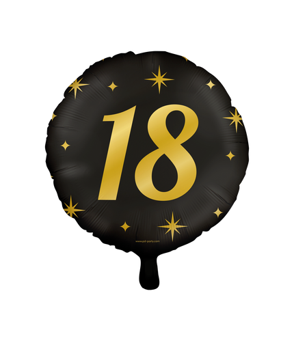 Feestbazaar Classy Folieballon 18 Jaar Zwart/Goud (46cm)