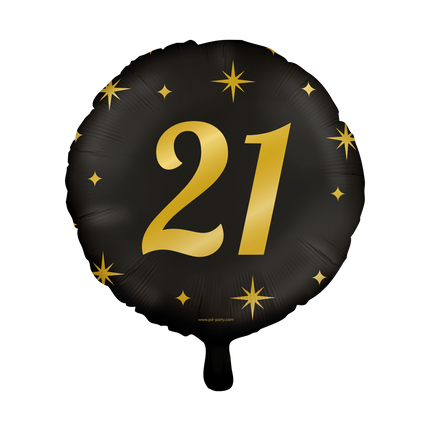Feestbazaar Classy Folieballon 21 Jaar Zwart/Goud (46cm)