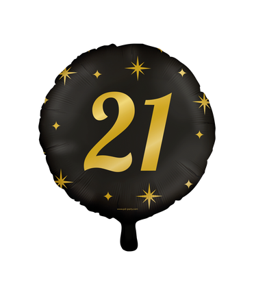 Feestbazaar Classy Folieballon 21 Jaar Zwart/Goud (46cm)