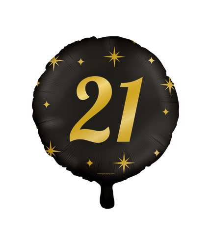Feestbazaar Classy Folieballon 21 Jaar Zwart/Goud (46cm)