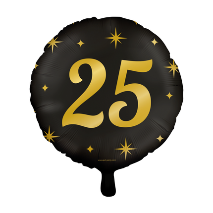 Feestbazaar Classy Folieballon 25 Jaar Zwart/Goud (46cm)