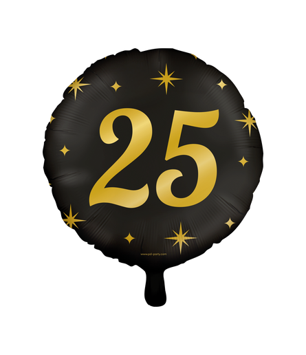 Feestbazaar Classy Folieballon 25 Jaar Zwart/Goud (46cm)