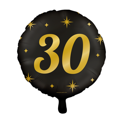 Feestbazaar Classy Folieballon 30 Jaar Zwart/Goud (46cm)