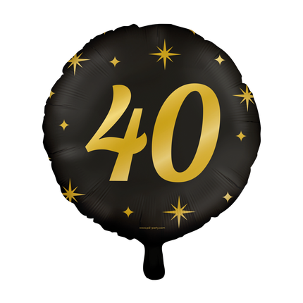 Feestbazaar Classy Folieballon 40 Jaar Zwart/Goud (46cm)