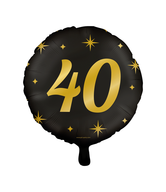 Feestbazaar Classy Folieballon 40 Jaar Zwart/Goud (46cm)
