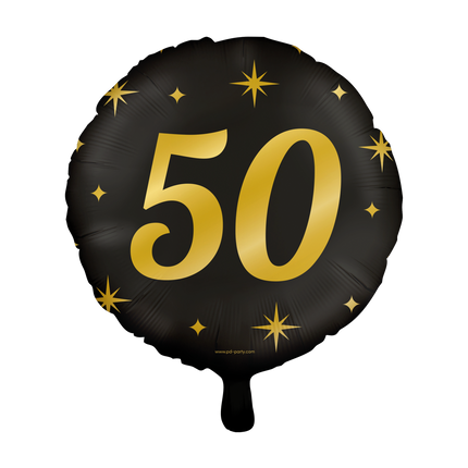 Feestbazaar Classy Folieballon 50 Jaar Zwart/Goud (46cm)