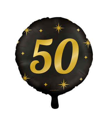 Feestbazaar Classy Folieballon 50 Jaar Zwart/Goud (46cm)