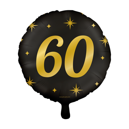 Feestbazaar Classy Folieballon 60 Jaar Zwart/Goud (46cm)