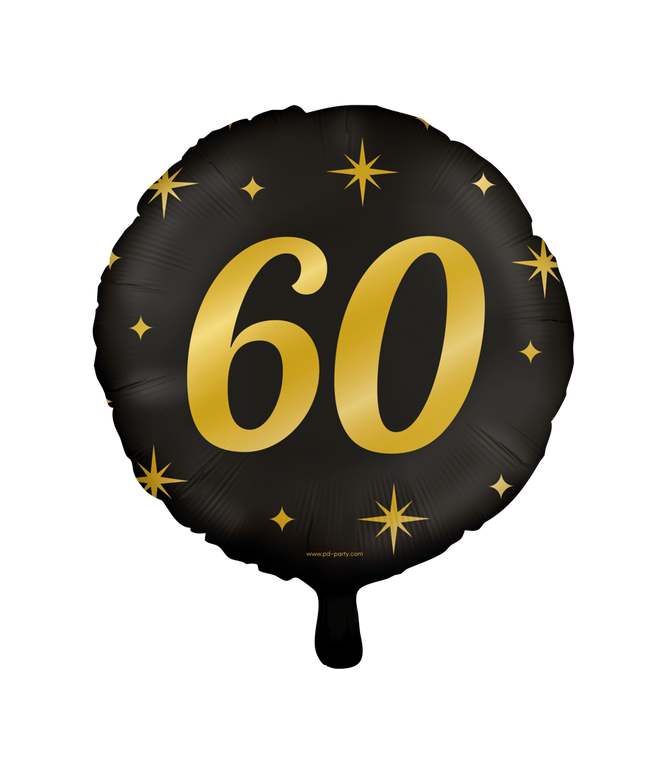 Feestbazaar Classy Folieballon 60 Jaar Zwart/Goud (46cm)