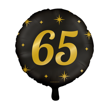 Feestbazaar Classy Folieballon 65 Jaar Zwart/Goud (46cm)