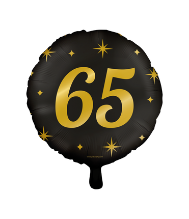 Feestbazaar Classy Folieballon 65 Jaar Zwart/Goud (46cm)