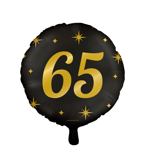 Feestbazaar Classy Folieballon 65 Jaar Zwart/Goud (46cm)