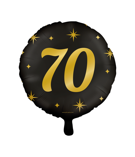 Feestbazaar Classy Folieballon 70 Jaar Zwart/Goud (46cm)