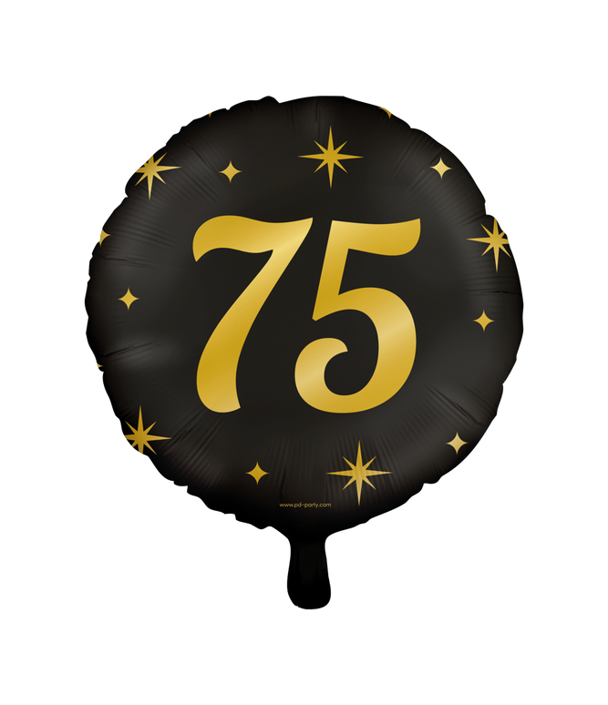 Feestbazaar Classy Folieballon 75 Jaar Zwart/Goud (46cm)