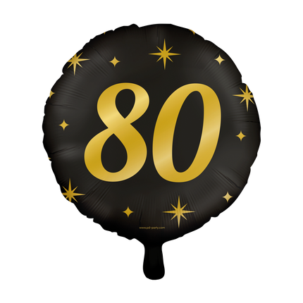 Feestbazaar Classy Folieballon 80 Jaar Zwart/Goud (46cm)