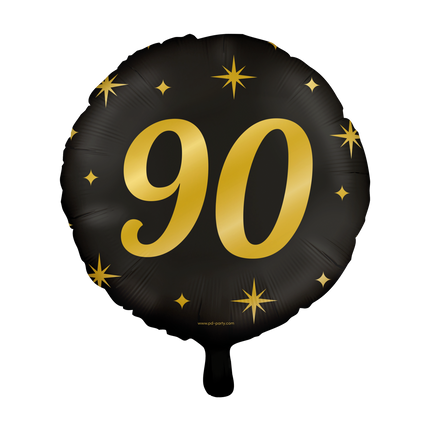 Feestbazaar Classy Folieballon 90 Jaar Zwart/Goud (46cm)
