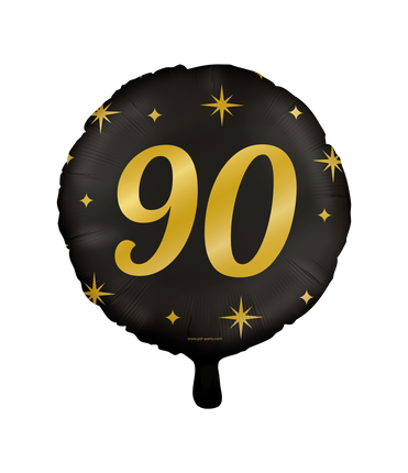 Feestbazaar Classy Folieballon 90 Jaar Zwart/Goud (46cm)