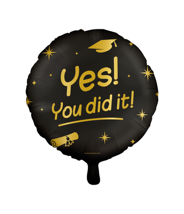 Feestbazaar Classy Folieballon Geslaagd 'You Did It' Zwart/Goud (46cm)