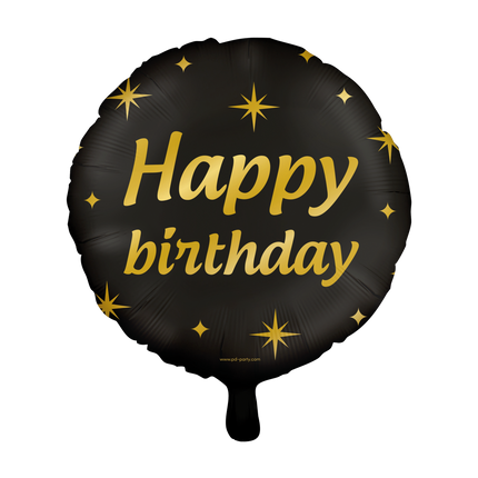 Feestbazaar Classy Folieballon Happy Birthday Zwart/Goud (46cm)
