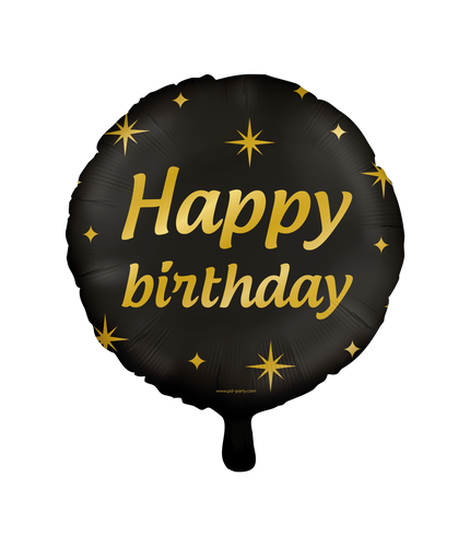 Feestbazaar Classy Folieballon Happy Birthday Zwart/Goud (46cm)