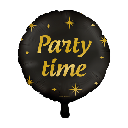 Feestbazaar Classy Folieballon Party Time Zwart/Goud (46cm)