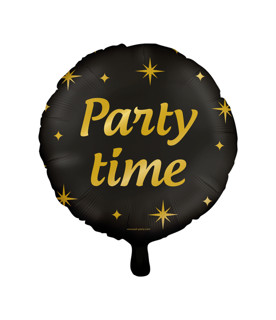 Feestbazaar Classy Folieballon Party Time Zwart/Goud (46cm)