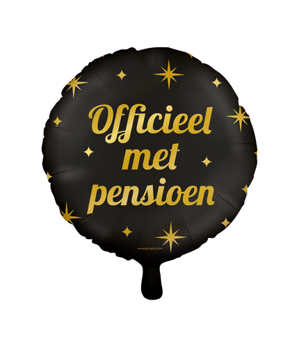 Feestbazaar Classy Folieballon Pensioen Zwart/Goud (46cm)