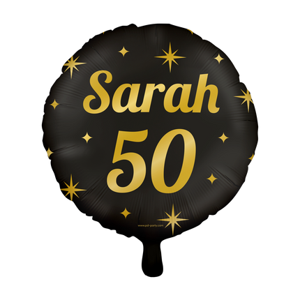 Feestbazaar Classy Folieballon Sarah 50 Jaar Zwart/Goud (46cm)