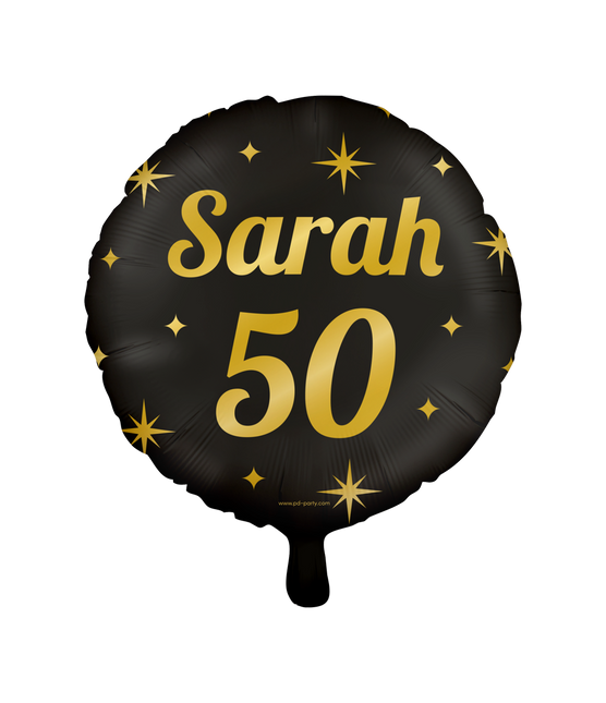 Feestbazaar Classy Folieballon Sarah 50 Jaar Zwart/Goud (46cm)