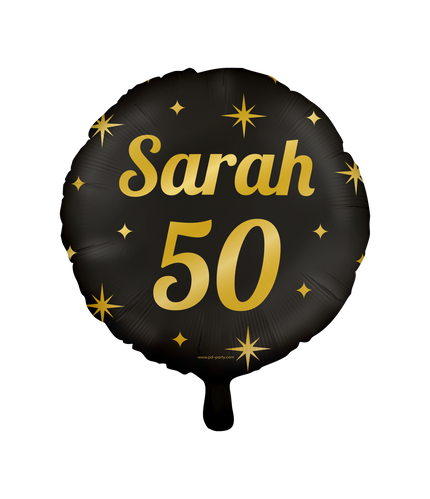 Feestbazaar Classy Folieballon Sarah 50 Jaar Zwart/Goud (46cm)