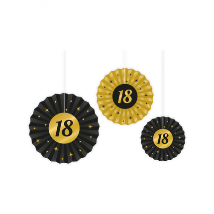 Feestbazaar Classy Honeycomb Waaier Set 18 Jaar (3st)