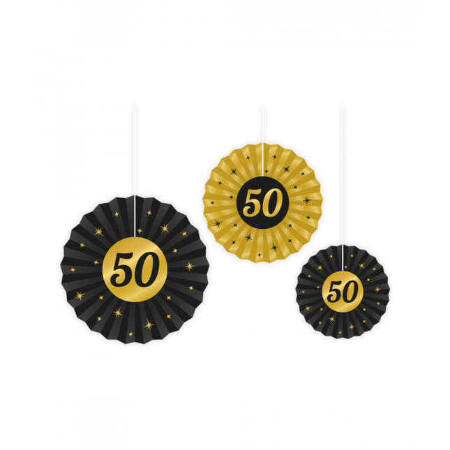 Feestbazaar Classy Honeycomb Waaier Set 50 Jaar (3st)