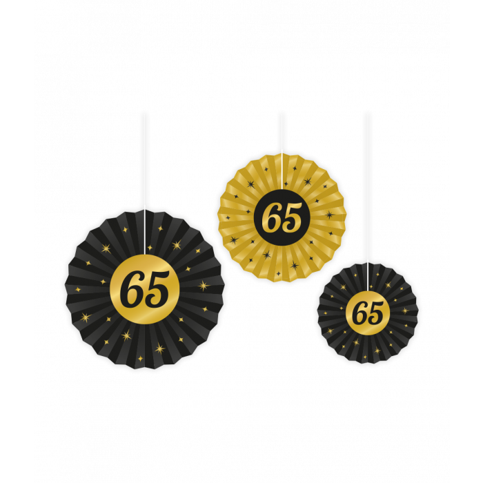 Feestbazaar Classy Honeycomb Waaier Set 65 Jaar (3st)