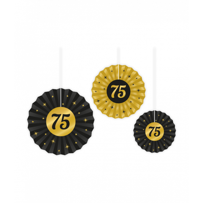 Feestbazaar Classy Honeycomb Waaier Set 75 Jaar (3st)
