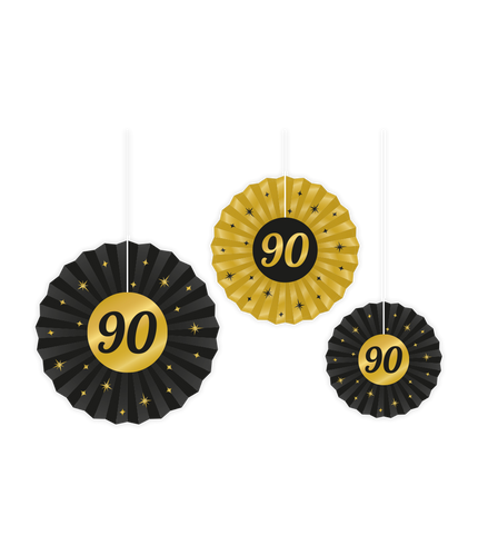 Feestbazaar Classy Honeycomb Waaier Set 90 Jaar (3st)