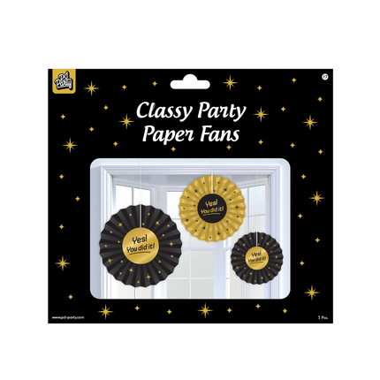 Feestbazaar Classy Honeycomb Waaier Yes Set You Did It (3st)