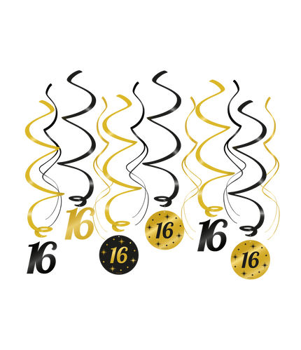 Feestbazaar Classy Party Swirls 16 Jaar (12st)